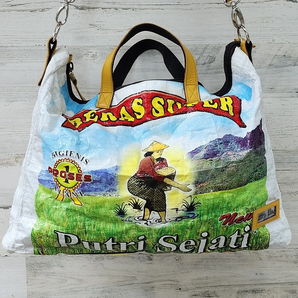 COTTON LINE BY ST ISIDOR CROSSBODY LARGE RICE BAG TOTE - Picture 13 of 13